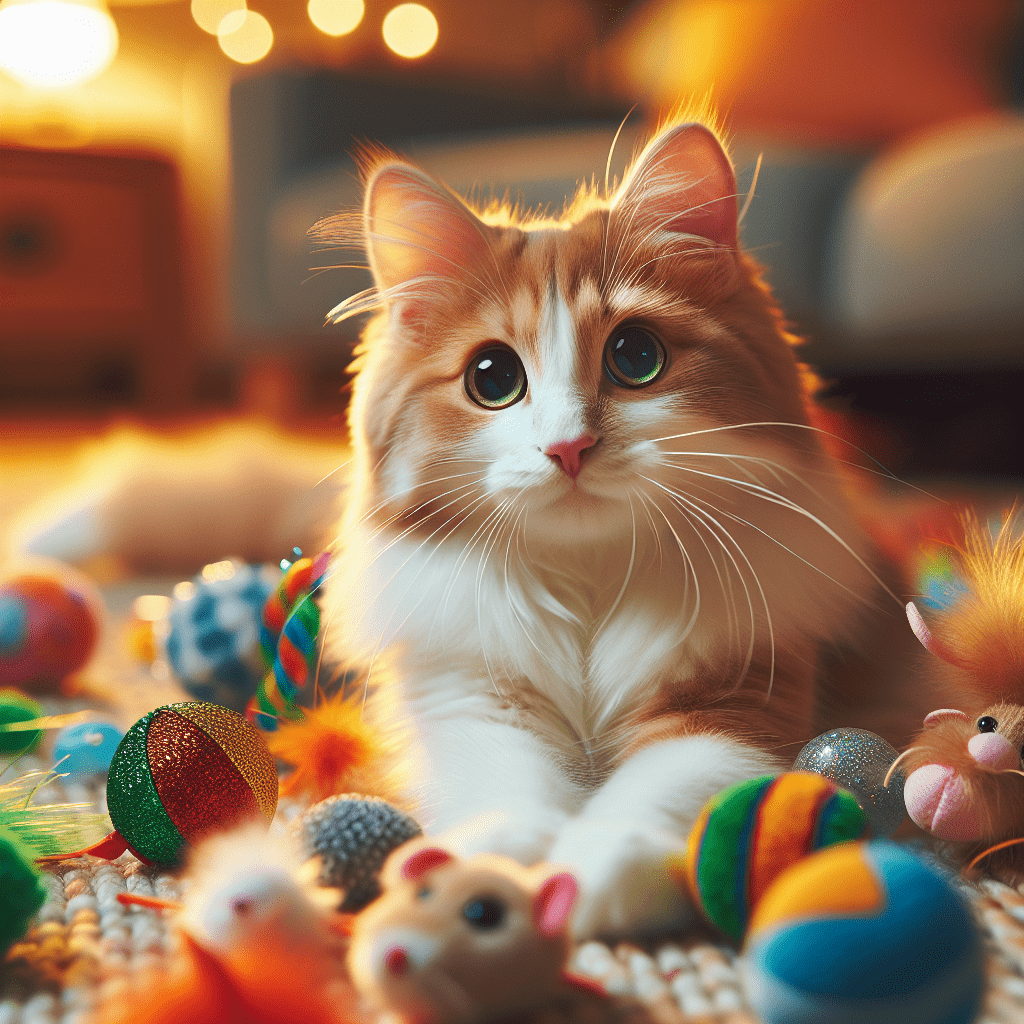 cat playing with toys cute